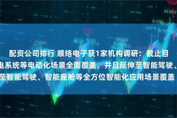 配资公司排行 顺络电子获1家机构调研：截止目前，公司产品已实现三电系统等电动化场景全面覆盖，并且延伸至智能驾驶、智能座舱等全方位智能化应用场景覆盖（附调研问答）